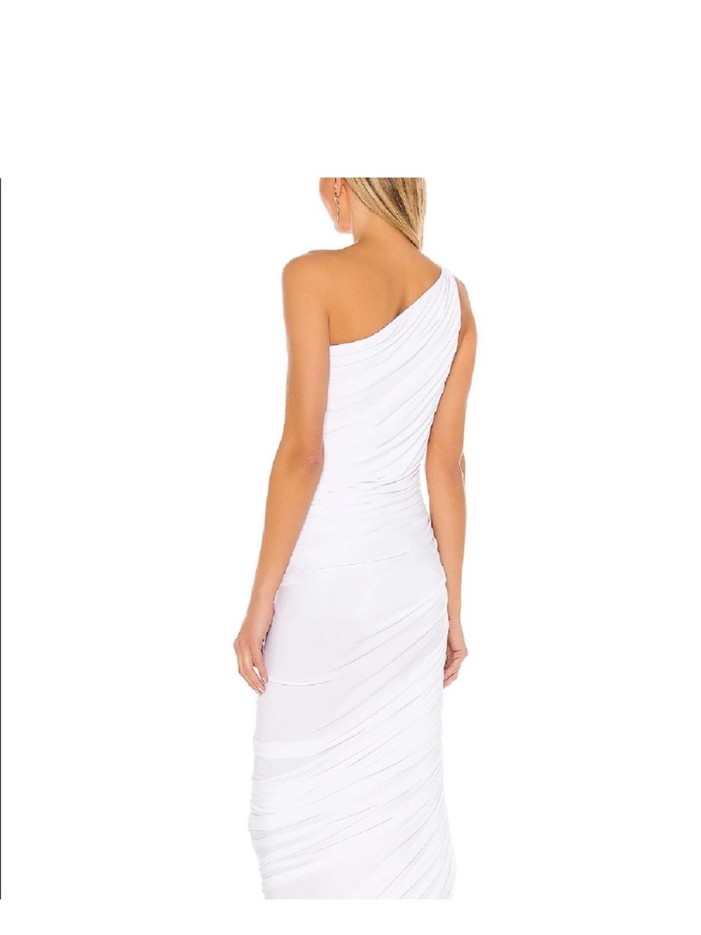 Norma Kamali One-Shoulder White Ruched Gown
